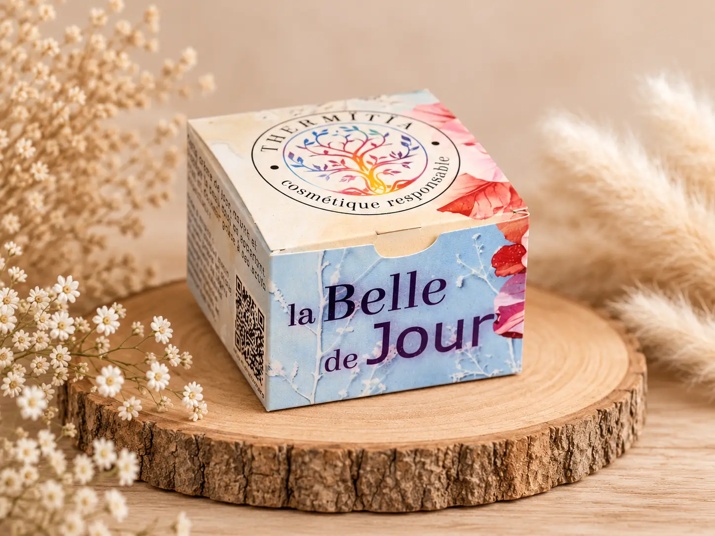 Boîte cosmétique personnalisée La Belle de Jour avec impression florale