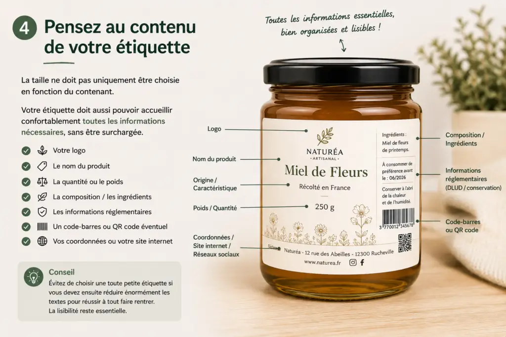 contenu Informations à intégrer sur une étiquette