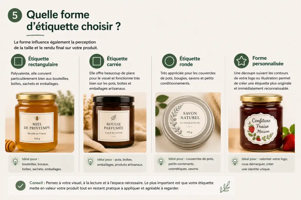 forme Choisir la forme et la taille de son étiquette personnalisée
