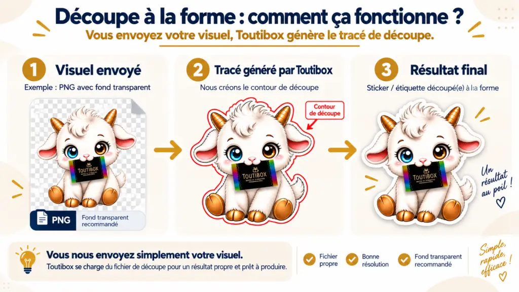 tracé de découpe Découpe à la forme préparée par Toutibox